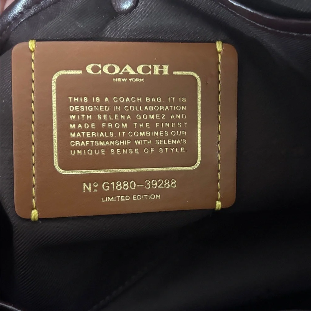 Coach X Selena Gomez Colorblock Satchel Crossbody Bag Purse Leather Black Tan